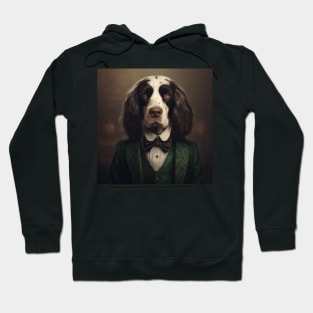 English Springer Spaniel Dog in Suit Hoodie